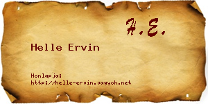 Helle Ervin névjegykártya